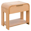 1 Drawer Waterfall Nightstand With Mid Century Design - Natural