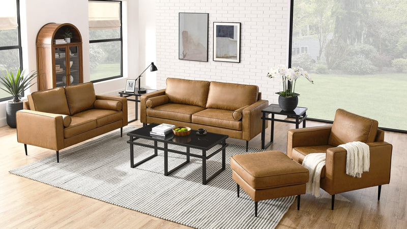 57"Mid-Century Modern Couch with high-tech Fabric Surface/ Upholstered Cushions/Pillows,Seat Sofas&Couches for Living Room Apartment Office, Large-Brown