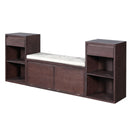 Entryway Storage Bench With Cushion, Drawers & Open Shelves by HouseOfZazla