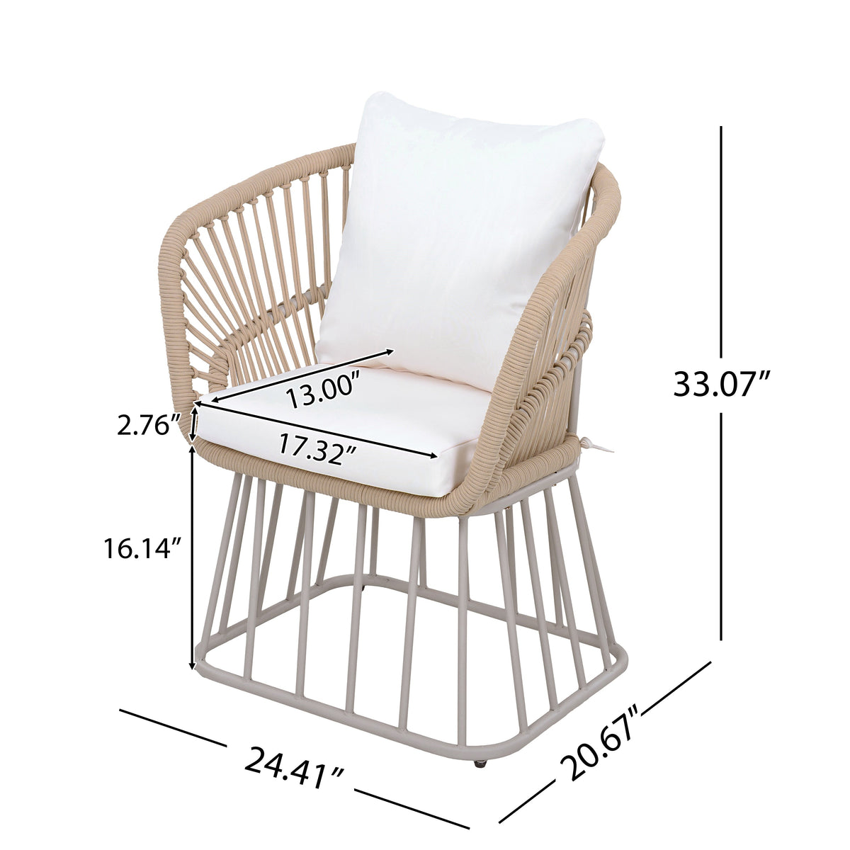 Outdoor 5-Piece Dining Set - Rectangular Teak Wood Table + 4 Wicker Chairs with Cushions, photo 3 of 10