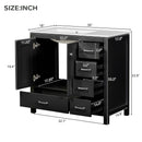 Bathroom Vanity With Ceramic Sink Combo, Abundant Storage Cabinet 2 Soft Close Doors And 5 Drawers
