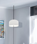 2 Light Swag Plug-In Pendant 14"w White Shade with Diffuser, Black Cord