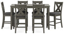 Caitbrook - Rect Drm Counter Table Set (Set of 7) - Gray