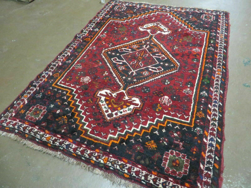 4' X 6' Antique Handmade Turkish Wool Veg Dyes Rug Organic Red Nice M10