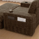 Oversized Chaise Lounge Indoor Rabbit Fur Sofa Bed With Storage Ottoman And Armrests Cup Holders With Deep Seat by HouseOfZazla