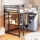 Loft Bed With Desk, Shelves, Power Outlet, LED Light And Wardrobe by Unique Piece Furniture