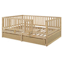 Daybed With Fence Guardrails And 2 Drawers, Split Into Independent Floor Bed & Daybed by HouseOfZazla
