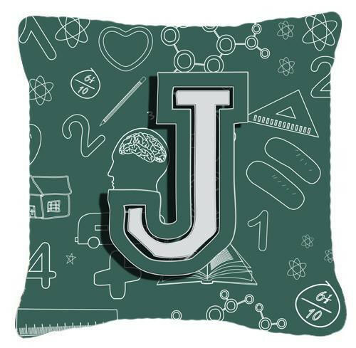 Letter J Back to School Initial Canvas Fabric Decorative Pillow CJ2010-JPW1414