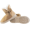 Women Ladies Snow Boots Super Soft Fabric Mid-Calf Winter Shoes Thickened Plush Warm Lining Shoes w/ Anti-slip Rubber Base Bowknot