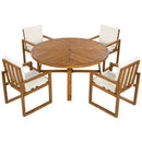 5 Piece Outdoor Patio Dining Set With 4 Armchairs And Table - Beige by HouseOfZazla