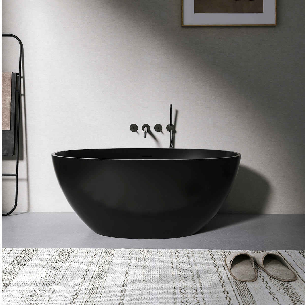 55 Inch Freestanding Solid Surface Soaking Bathtub, photo 2 of 10