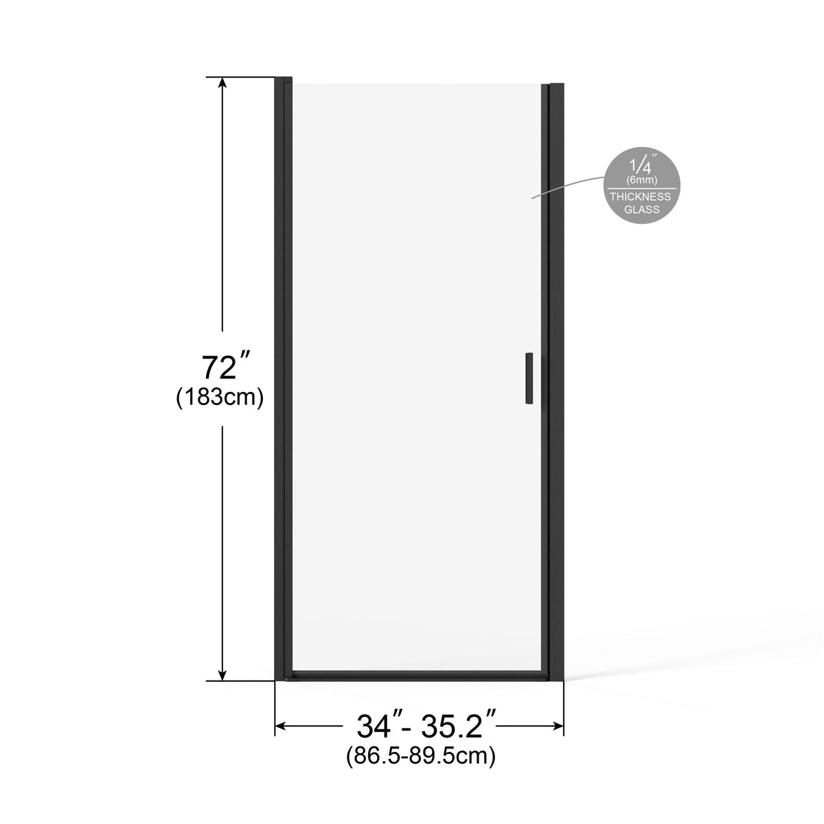 Pivot Shower Door, Tempered Glass, Semi Frameless, photo 14 of 16