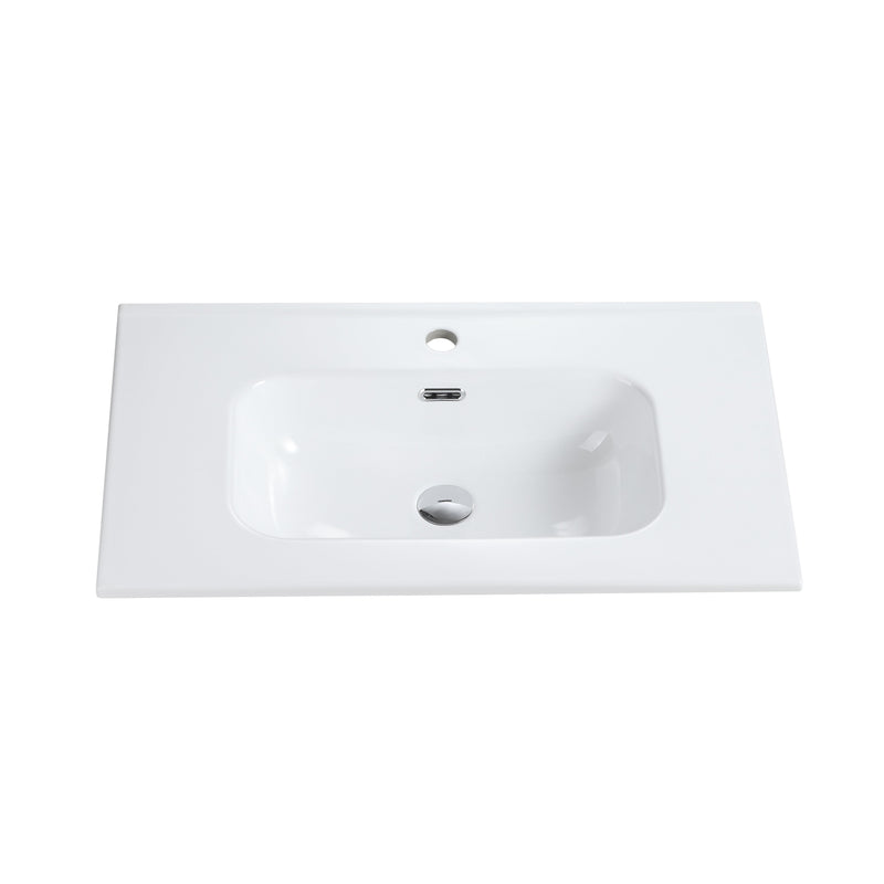 Glossy White Ceramic Integrated Basin, photo 10 of 10
