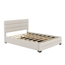 Queen Platform Bed With Twin Trundle And 2 Storage Drawers - Beige by HouseOfZazla