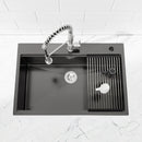 Stainless Steel Kitchen Sink, 33″x22″ Single Bowl, Overmount Handmade Sink by HouseOfZazla