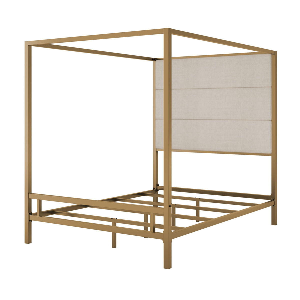 Canopy Bed With Tall Upholstered Headboard, 4 Poster Frame, photo 19 of 21