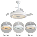 Invisible Ceiling Fan With Remote Control And 36W LED Light, 120V DC Motor, 3 Blades - White