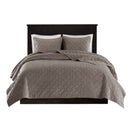 3 Piece Velvet Quilt Set Taupe Full/Queen