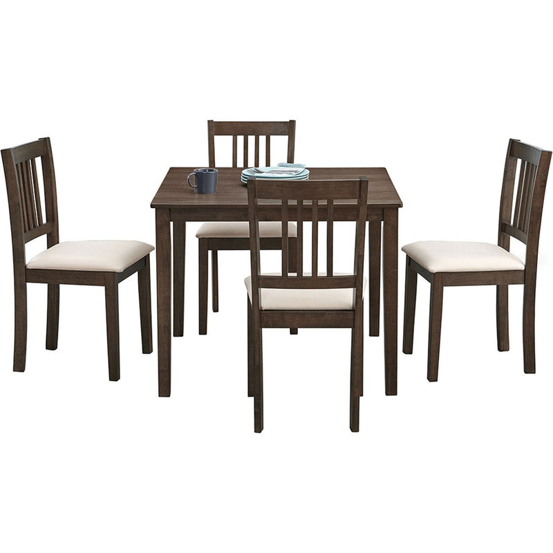(1 Table with 4 Chairs)Wooden Dining Table Set, Mid Century Modern Square Wooden Kitchen Table and Upholstered Dining Chairs for Dining Room, Kitchen, Saving Space,Brown
