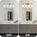 Modern 4-Light Bathroom Fixture with Nickel Finish and Milky