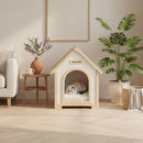Indoor Dog House With Cushion Pet House For Small Dogs & Cats - Creamy White / Light Yellow by HouseOfZazla