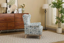 Modern Accent Chair with Retro Wood Legs and Floral Design by HouseOfZazla