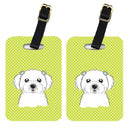 Checkerboard Lime Green Maltese Luggage Tag
