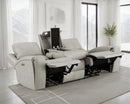Brickston Triple Power Reclining Sofa Grey