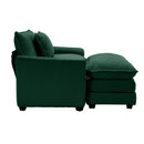 Classic Modern Comfortable Single Chair Deep Seat Sofa with Footstool, Green Corduroy Fabric, Living Room & Bedroom