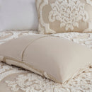 3 Piece Tufted Cotton Chenille Damask Comforter Set Taupe King/Cal King