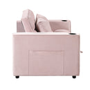 55.3" 4-1 Multi-functional Sofa Bed with Cup Holder and USB Port for Living Room or Apartments Pink