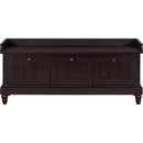 TREXM Classic Shoe Bench with Cushion and Three Drawers, Fluted Entryway Bench with Storage for Living Room, Entryway, and Hallways (Espresso)