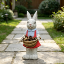 Charming Hand-Painted Rabbit Garden Statue