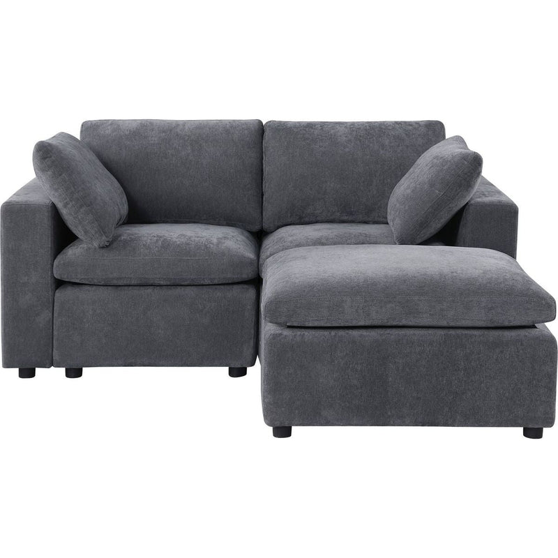68.5" Loveseat Sofa with Ottoman Modular Sectional Love Seat Couch Small L Shaped Upholstered Couch for Living Room Apartment Small Space, Chenille Grey
