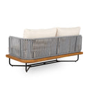 Lucca Outdoor Acacia Wood Rope Woven Sofa Sectional Set