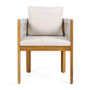 7 Piece Outdoor Dining Set with Table and Chairs - Beige / Teak / White by HouseOfZazla
