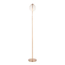Moon Contemporary Floor Lamp in Gold Metal and Frosted Glass