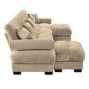 Modern Sectional Sofa With Ottoman, Round Bolster Armrests, Waist And Throw Pillows by HouseOfZazla