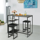 3 pcs Dining Set with Faux Marble Top Table and 2 Stools-Black by LJGDeals