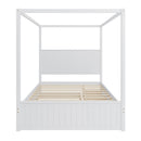 Canopy Platform Bed With Trundle And 3 Storage Drawers