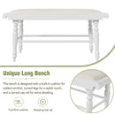 6-peice Dining Set with Turned Legs, Kitchen Table Set with Upholstered Dining Chairs and Bench,Retro Style, White
