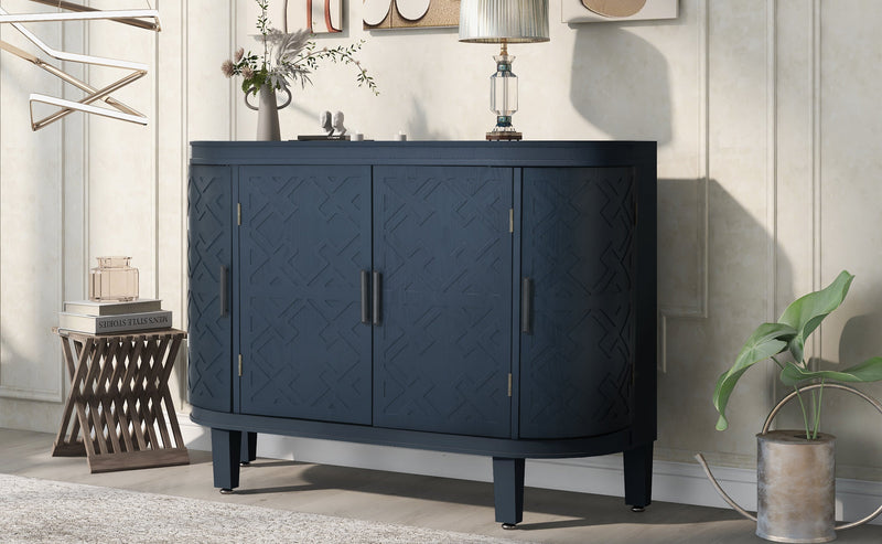 Accent Storage Cabinet Sideboard Wooden Cabinet with Antique Pattern Doors for Hallway, Entryway, Living Room, Bedroom