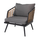 4 Pieces Patio Furniture Set, PE Rattan Wicker With Washable Cushion And Tempered Glass Tabletop, Conversation Furniture For Garden Poolside Balcony by HouseOfZazla