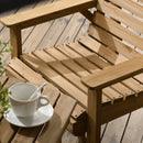 5 Piece Wooden Patio Dining Set for 6, Outdoor Conversation Set with 2 Armchairs, 2 Loveseats, and Dining Table with Umbrella Hole for Backyard, Garden, Light Brown