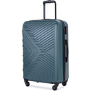 3 Piece Luggage Sets ABS Lightweight Suitcase with Two Hooks, Spinner Wheels, TSA Lock, (20/24/28), DARK GREEN