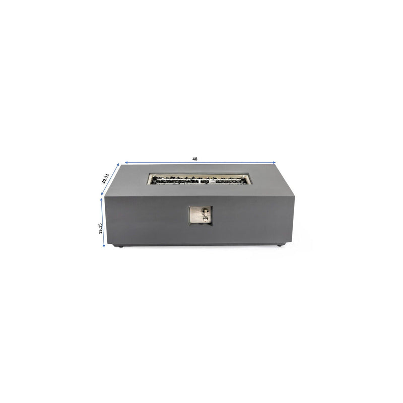Volon - Rectangular Fire Pit Table, Propane Powered, 50,000 BTU - Light Gray, photo 24 of 25
