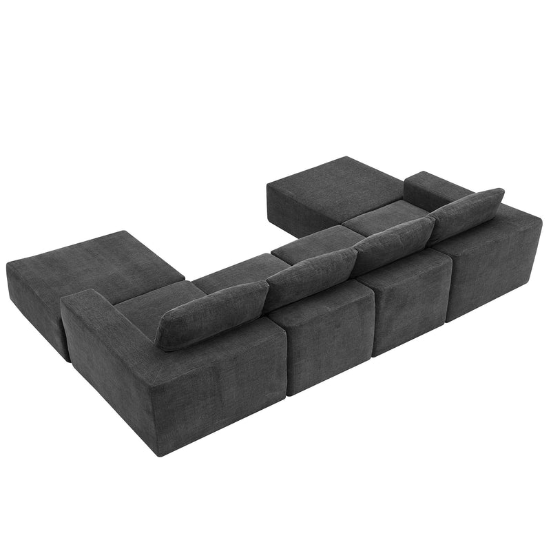 Walker Edison | Chenille Modular U-Shaped Sectional Sofa