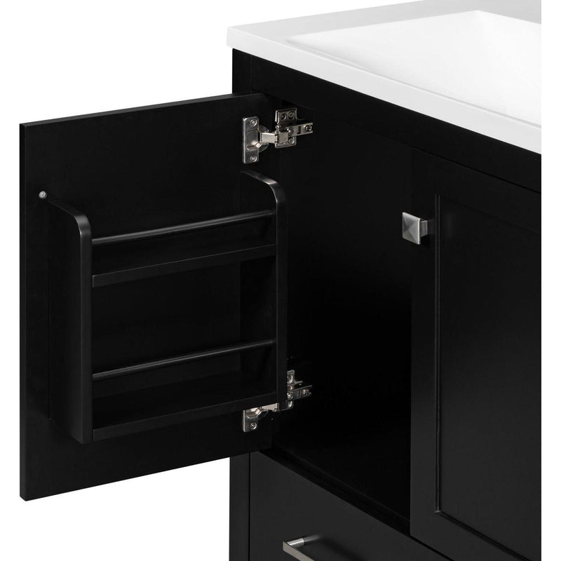 30' Black Bathroom Vanity with Single Sink, Combo Cabinet Undermount Sink, Bathroom Storage Cabinet with 2 Doors and a Drawer, Soft Closing, Multifunctional Storage, Solid Wood Frame