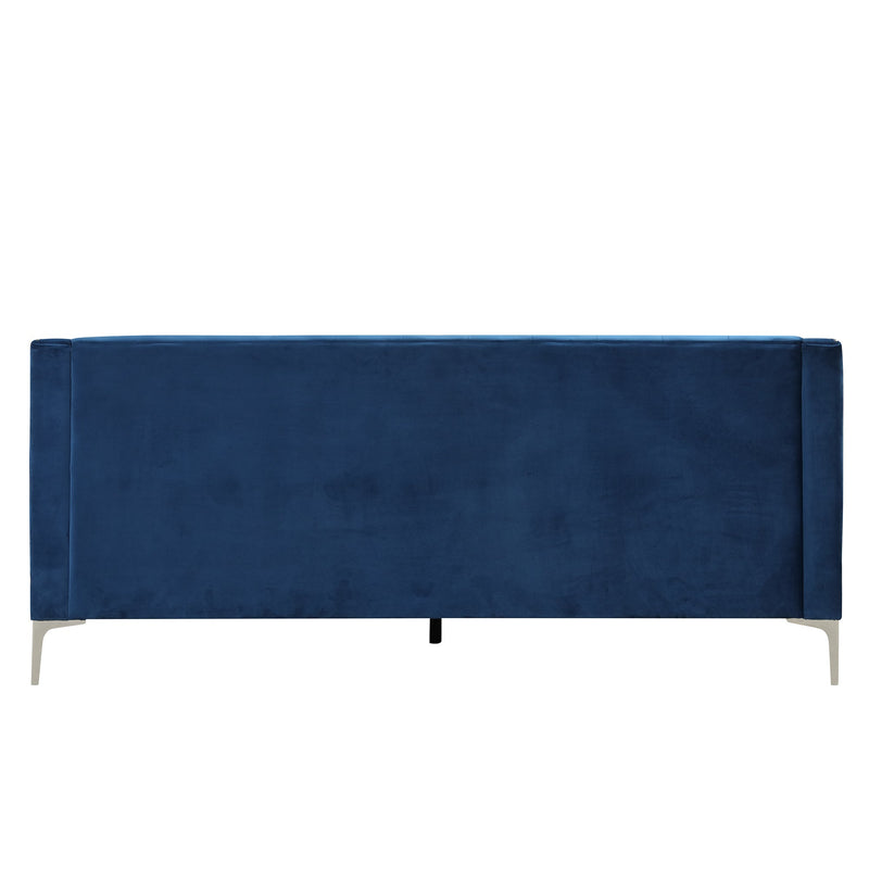 78" Modern Sofa Dutch Plush Upholstered Sofa with Metal Legs, Button Tufted Back Blue