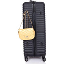 3 Piece Luggage Sets ABS Lightweight Suitcase with Two Hooks, Spinner Wheels, TSA Lock, (20/24/28) Black